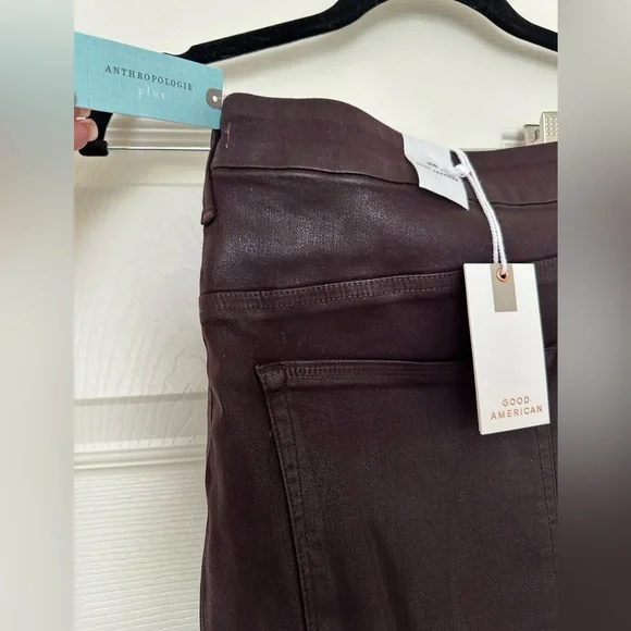 NWT Good American Good Legs Skinny Jeans Size 24 Wine Bordeaux Coated Denim - Picture 3 of 5
